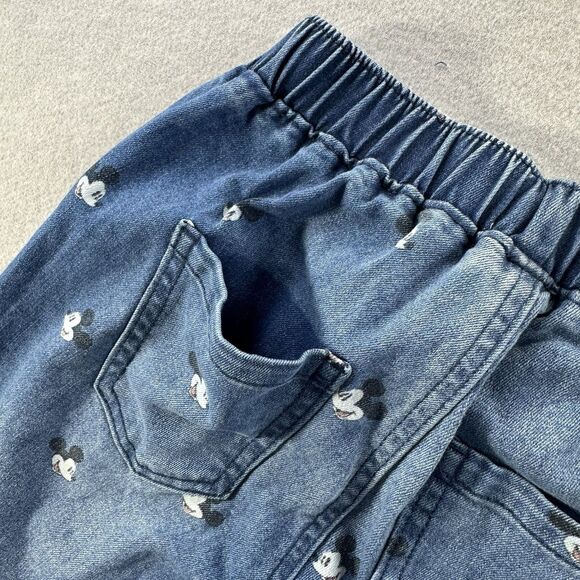 Disney Parks Mickey Mouse Denim Joggers Size XXS Jeans Pants Allover Print Hip - Picture 8 of 12